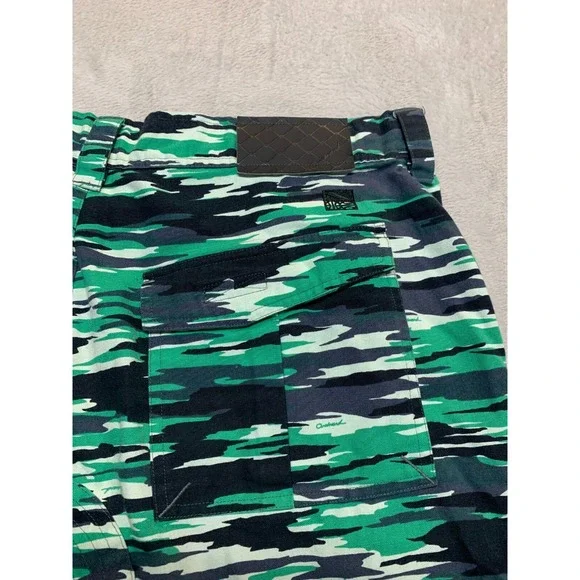 Vintage Reebok X Orchard Street Green‎ Abstract Camo Cargo Shorts Mens L 36 RARE